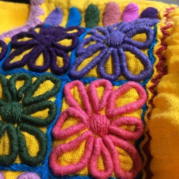 Unbranded Embroidered Mustard Yellow Peasant Top - Picture 3 of 4